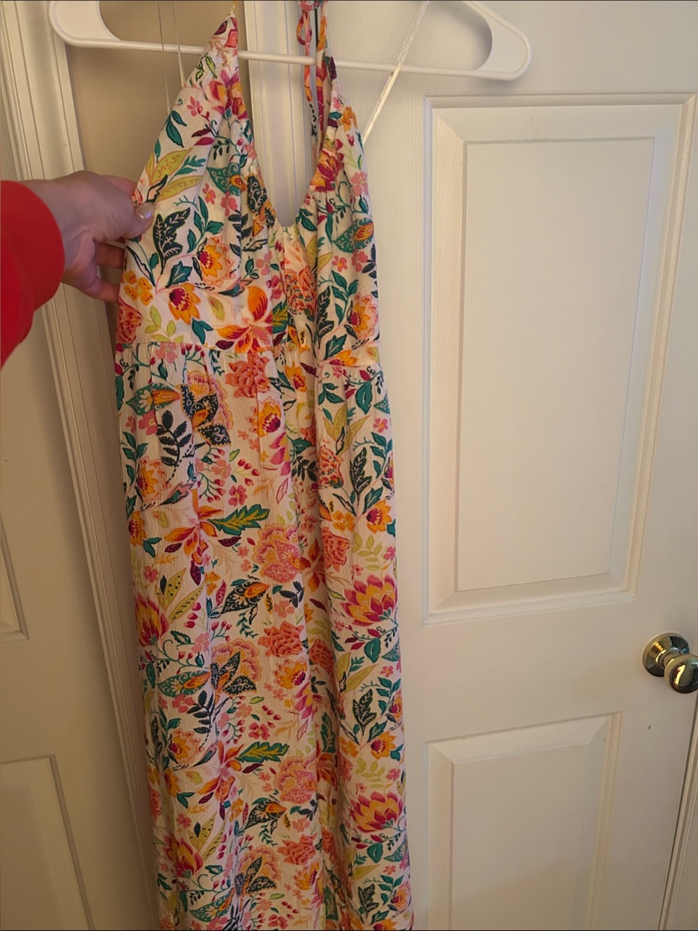 Floral Halter Maxi Dress in Cream with Multicolor Print